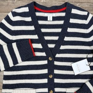 Navy and White Striped Cardigan